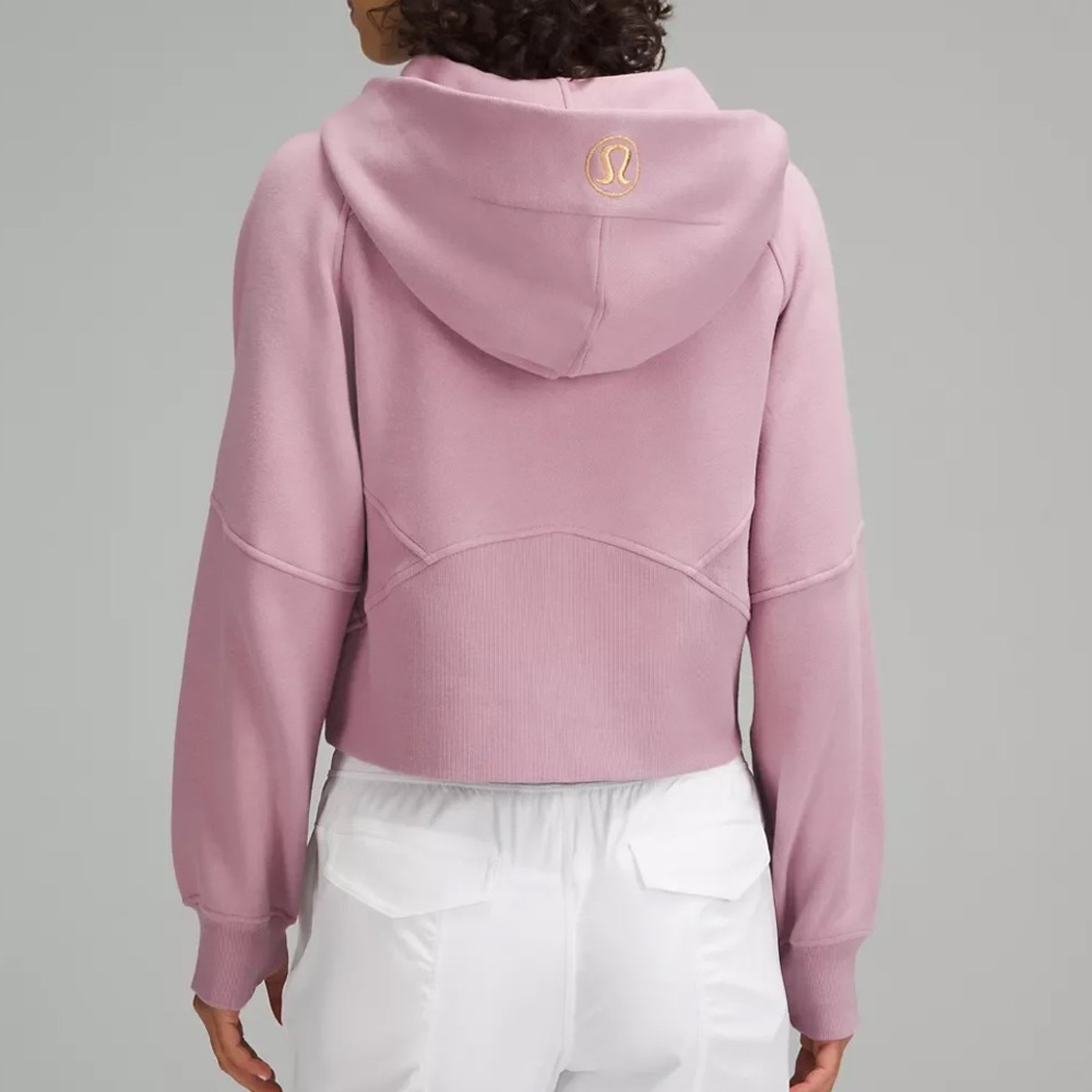 NWT Lululemon Scuba Oversized Full Zip Hoodie M/L in Rose Blush/Gold Logo Rare